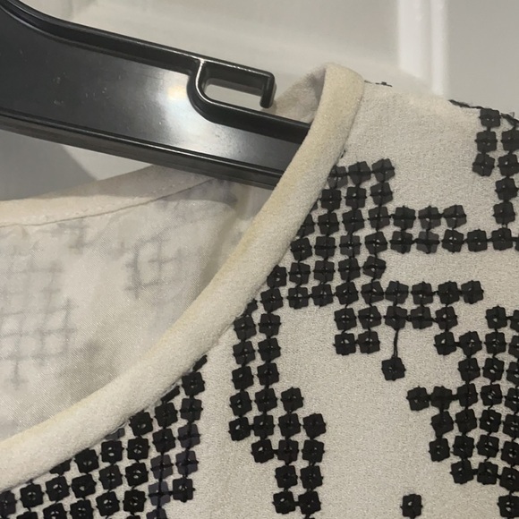 TIBI White With Black Sequins Pull Over Silk Dress - Picture 11 of 16